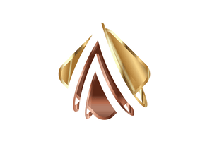 Abstract gold and brown geometric logo design.